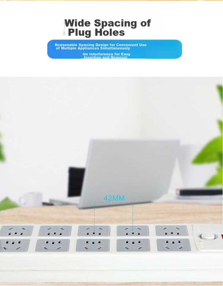 Zidantou Super Power Protection, New National Standard Safe Socket/power Strip/extension Cord, 10 Outlets, Total Length 4.8 Meters, TS-026c 8