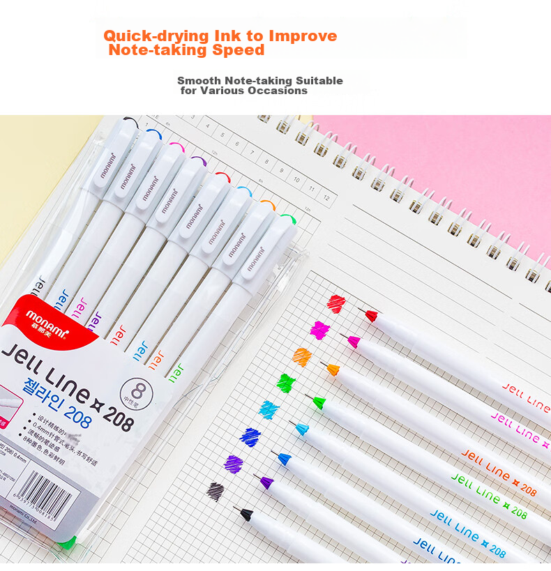 Monami [Back to School Essential] Monami (Monami) Needle-Tip Gel Pen Set with Frosted Colorful Barrel, Ballpoint Pen, Signature Pen, 0.5mm Black Ink, 02091-6 Pack 4
