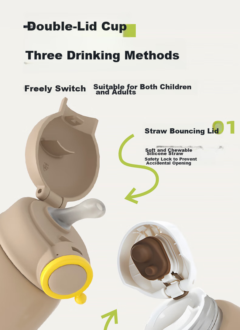 FGA Fuguang Children's Insulated Cup Water Bottle 316L Stainless Steel Double Lid Exquisite Gift Box for Boys And Girls Students Brow 8