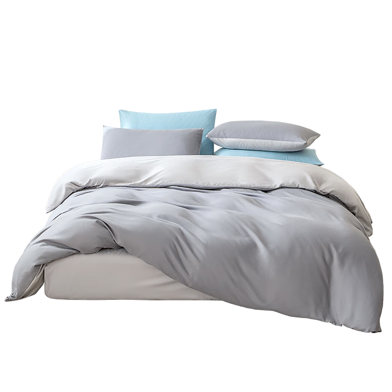 JD Original Xiao Jingyanmiao Three-Piece Set, 100g Soft And Silky, Class A Skin-Friendly, Bed Sheet Duvet Cover Pillowcase, Single Dormitory 0.9/1.2m Bed, Wash Gray