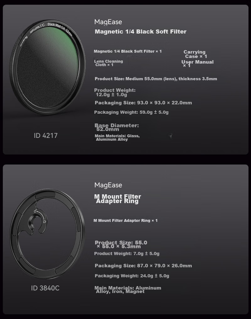 SmallRig 4215 Adjustable ND2-32 Circular CPL Polarizing Filter, 52mm Starry Black Soft Magnetic, MagEase for Apple And Android Phone Filters 12