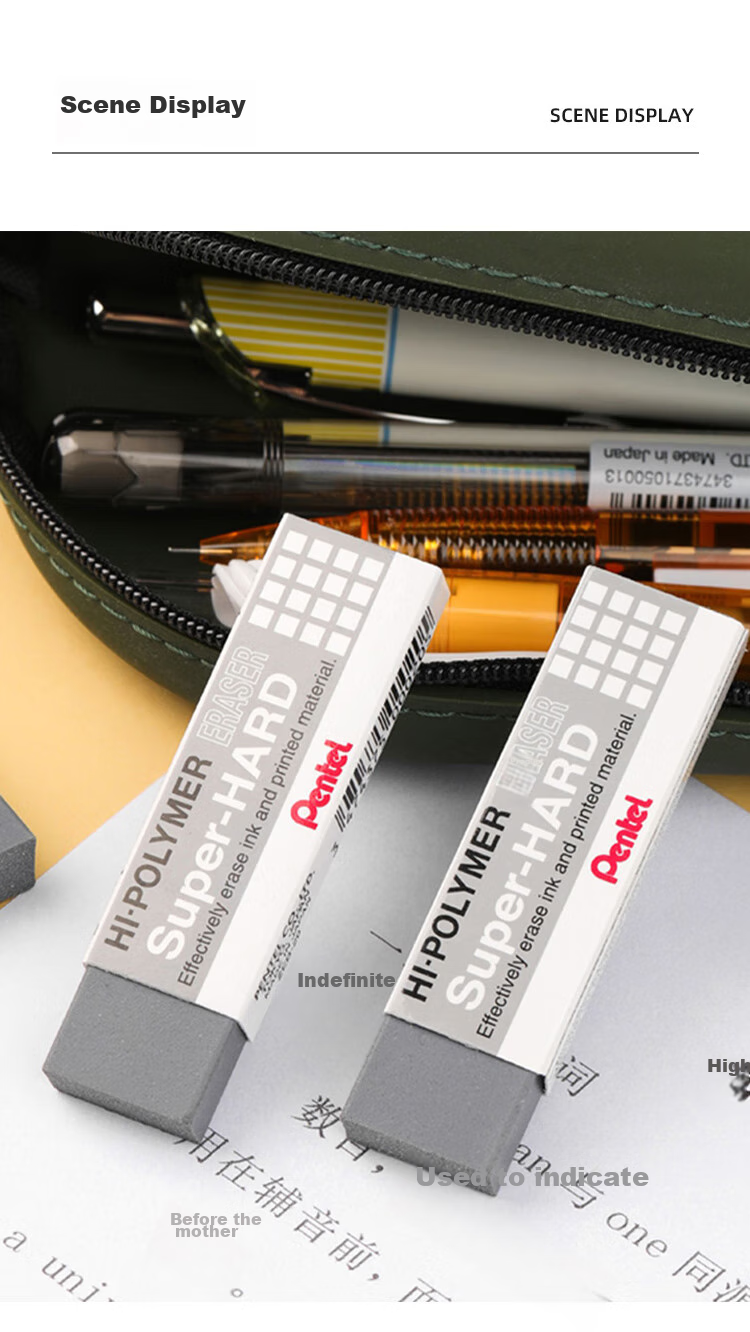 Pentel Fountain Pen Eraser, Matte Eraser for Gel Pens And Ballpoint Pens, Eraser ZEB-20 Gray, Pack of 2 8