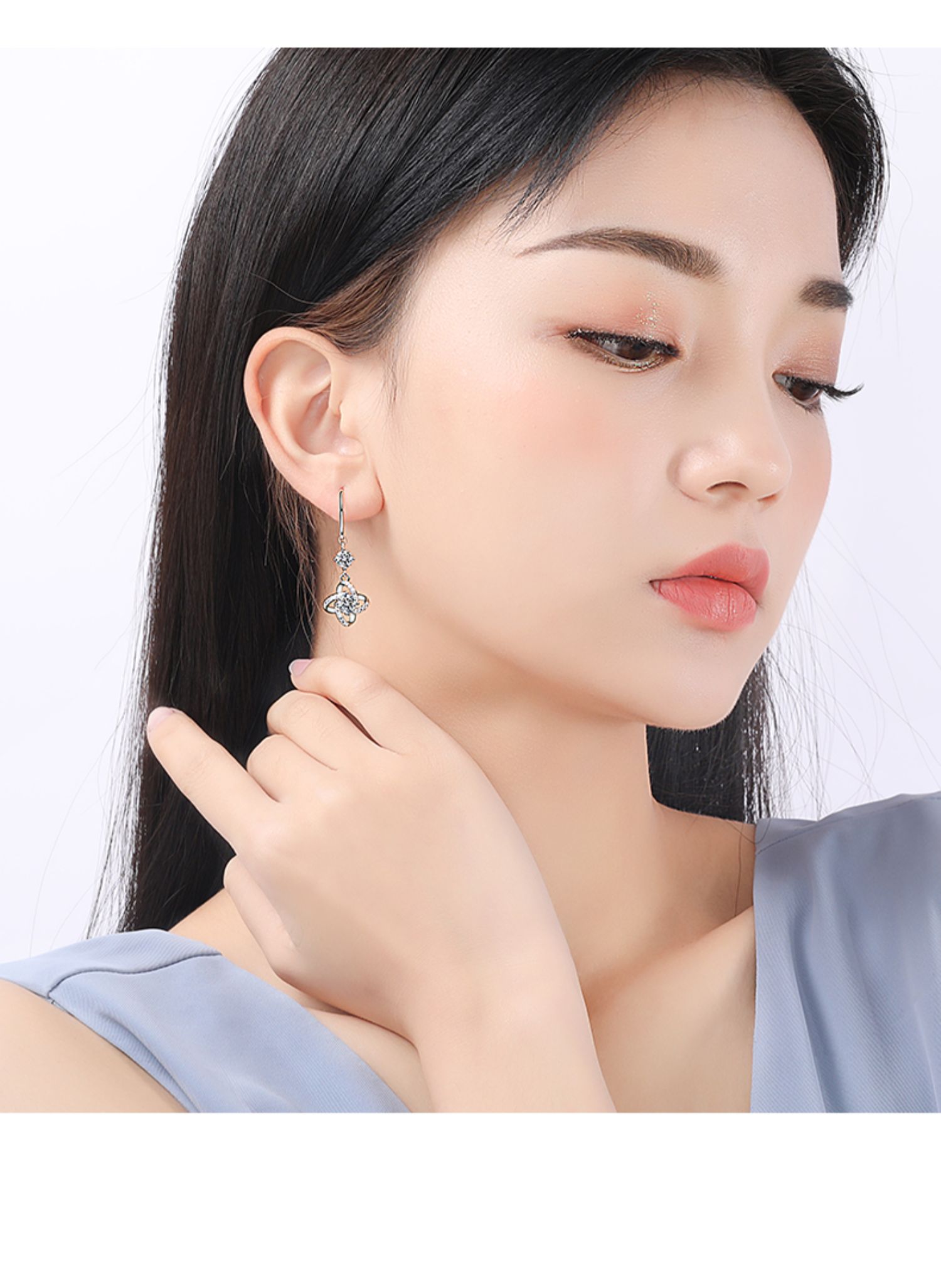 女生耳钉老婆纪念日耳坠时尚耳饰品 四叶草耳环 轻奢玫瑰花礼盒【图片