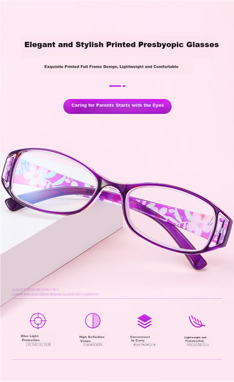 Mr. PuTian Anti-Blue Light Reading Glasses for Women, High-Definition Presbyopic Glasses for Elderly, Red, 100 Degrees (40-49 Years Old) 1