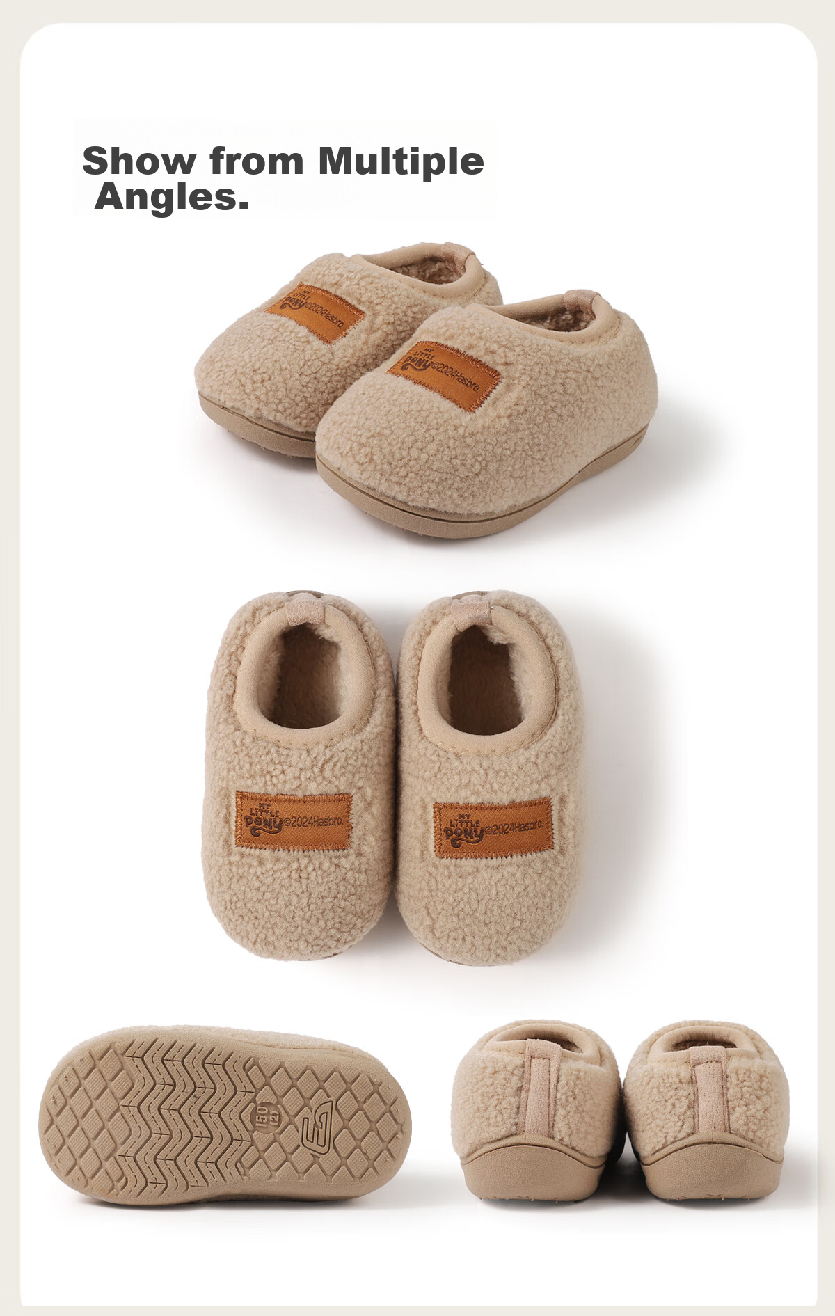 MY LITTLE PONY Children's Cotton Slippers, Warm Fleece-Lined, for Boys And Girls, Indoor And Outdoor Slippers, Winter Style, Khaki, Size 170 8
