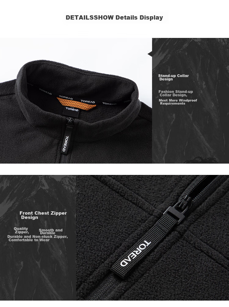 TOREAD Fleece Jacket, Autumn And Winter Men's Stand-Collar Ultra-Light Fleece Casual Versatile Anti-Static Coat TACCCM91362 28