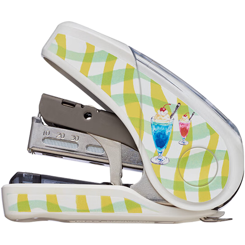 MAX Meksitai Limited Import Low-Effort Stapler for Students And Office Use with Built-In Staple Remover, Can Staple 2-32 Pages, Compatible with No.10 Staples, Cream Soda Flavor