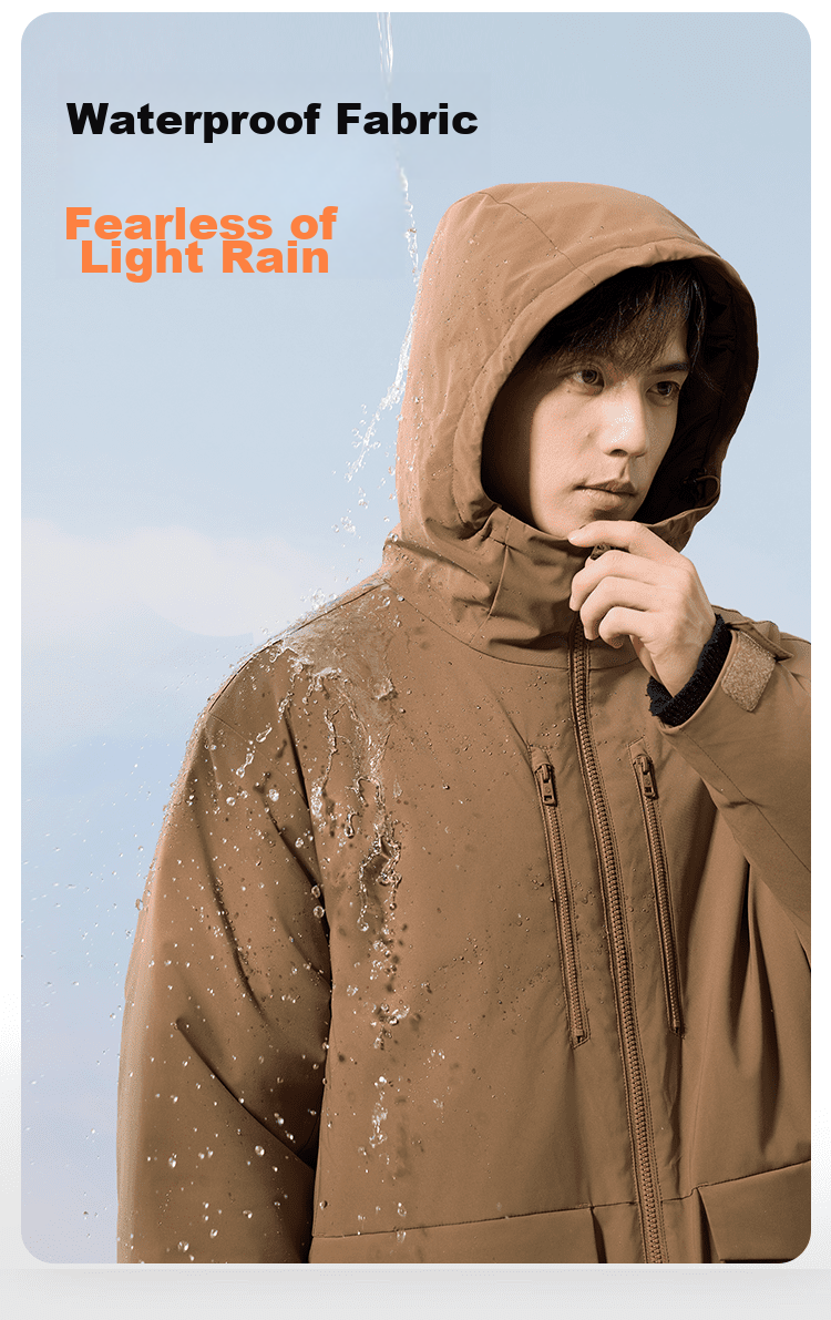 JD Original [Zhi Nuan Yi] Men's Jacket, Thickened Winter Water-Repellent Casual Clothing Padded Coat, Khaki Color, Size M 4