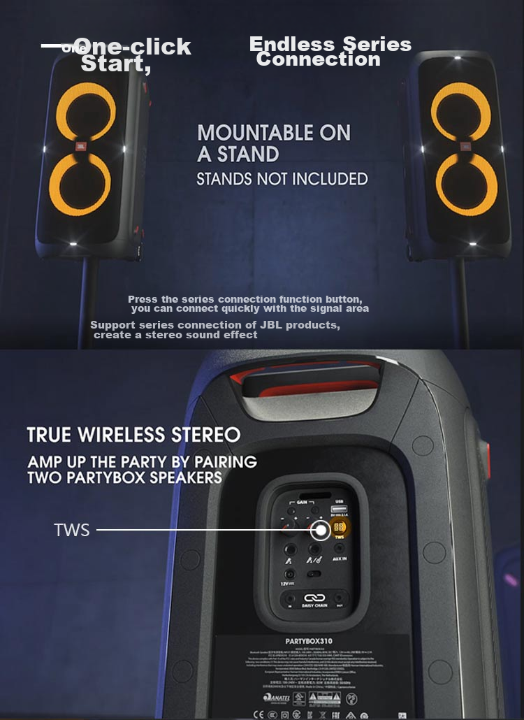 JBL PARTYBOX 320 Speaker, Outdoor Bluetooth Subwoofer, Portable Smart Speaker for Computer, Mobile Karaoke, Square Dancing, And Conference Amplificatio 8