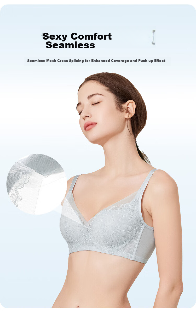 Ordifen 26 New Women's Underwear, Lightweight, Slimming, Perforated Cups, Breathable, Soft Wireless, Seamless, Low-Collar Bra Set XB4206 6