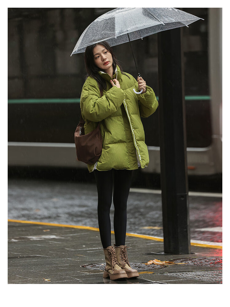 Dme [Avocado Good Mood] Winter Lightweight Stand Collar Warm 90% Duck Down Filling Versatile Women's down Jacket 8