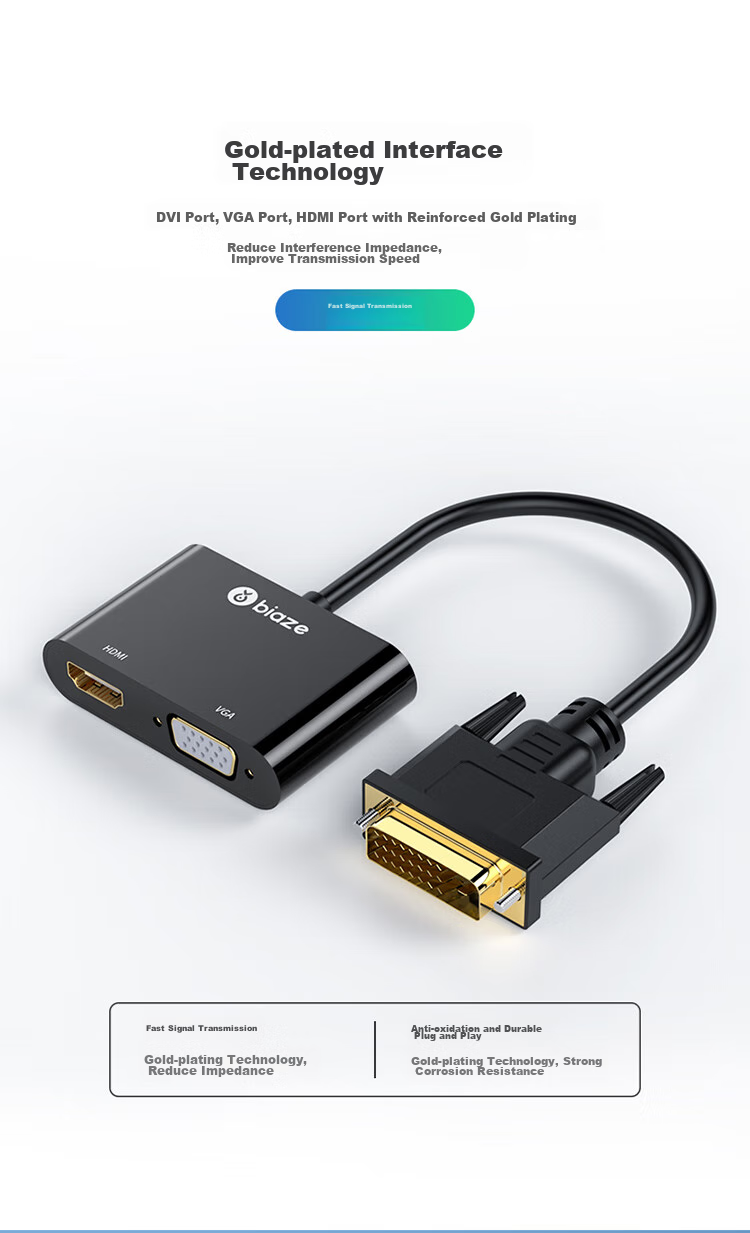 BIAZE DVI to HDMI + VGA Converter, One-To Splitter (Same Display), One-To HD Extension Splitter, One-In Two-Out, for Connecting PC to TV Or Projector 10