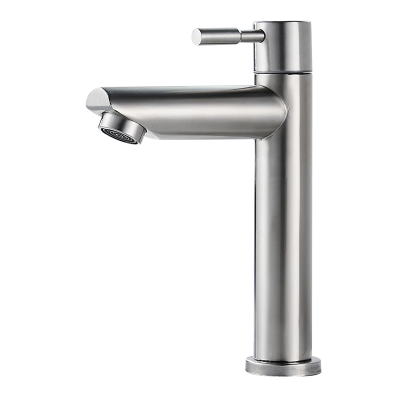 Zunchi Basin Faucet, Single Cold, 304 Stainless Steel, Heightened, Bathroom Washbasin, Sink, Bathroom Tap, 1085G