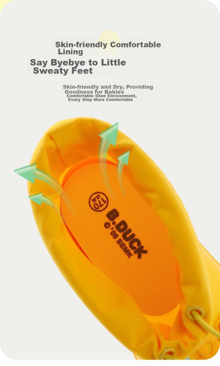 B.Duck Children's All-Season Rain Boots, Boys' And Girls' Toddler Elastic Ankle Boots, Rain Shoes, 5911 Yellow, Size 28 8