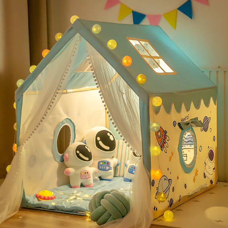 Little Dove Gift Box Children's Tent Indoor Large Game House Castle Astronaut (With Matching Mat + Wooden Poles + Cooling Mat)