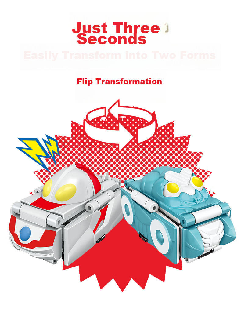 AULDEY Super Wings Toy Cars Children's Flip Car Ledi and Little Love Tornado Track Set 6-Pack Gift Box Birthday Present 4