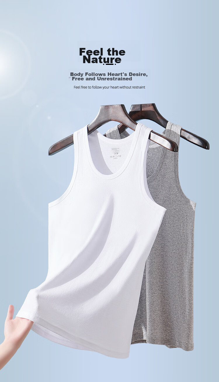 Yiershuang [3-Pack] Men's Cotton Vest Sports Fitness Sweat-Absorbing Breathable 100% Cotton Tank Top Plus Size Undershirt 6