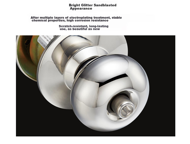 Fly.Globe Spherical Lock, Indoor Bedroom Door Lock, 304 Stainless Steel Ball Lock, with Double Latch 13