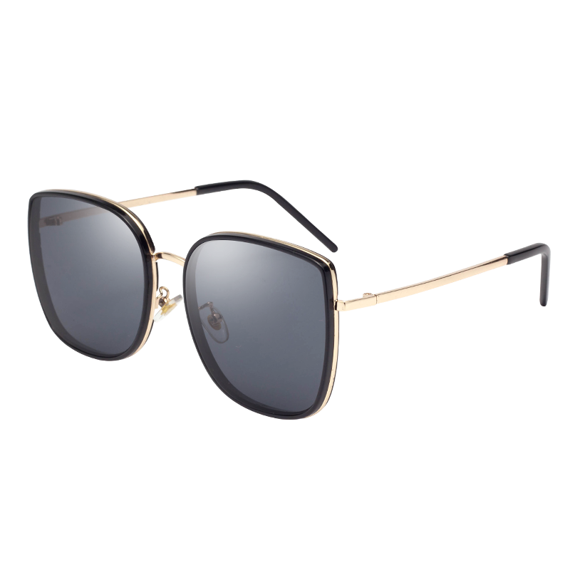 Jardin D'amour Polarized Sunglasses for Men And Women, Fashionable Large Face UV Protection Driving Sunglasses 8621 Black Silver