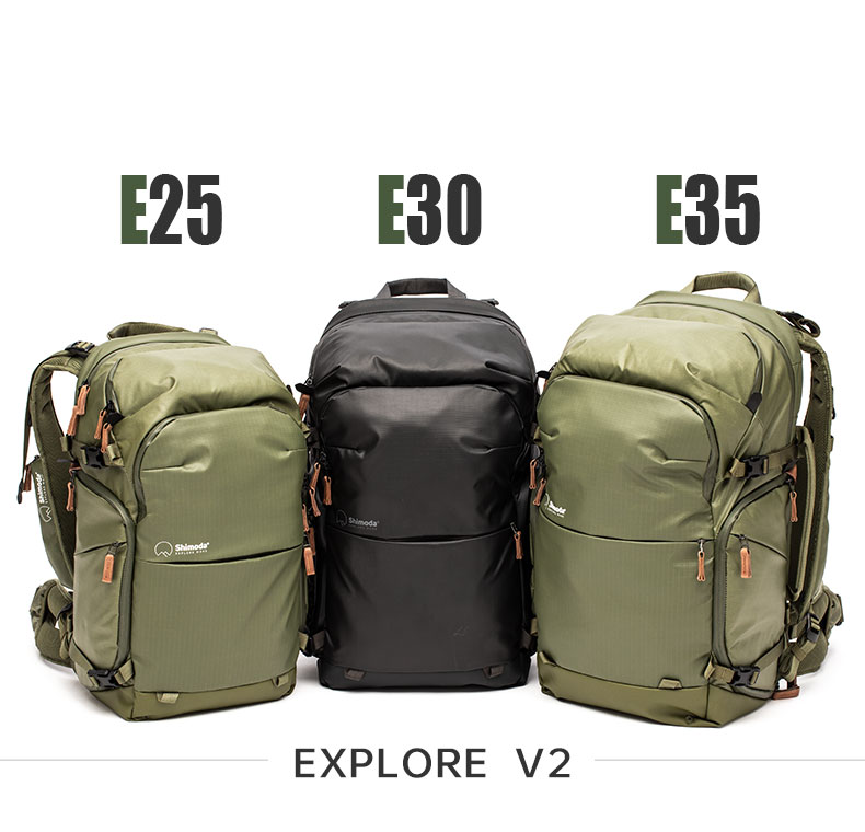 Shimoda Photography Bag Professional Outdoor Travel Camera Backpack Wing Platinum Explore E30v2 Black Medium Mirrorless Camera Insert Set 520-156 1
