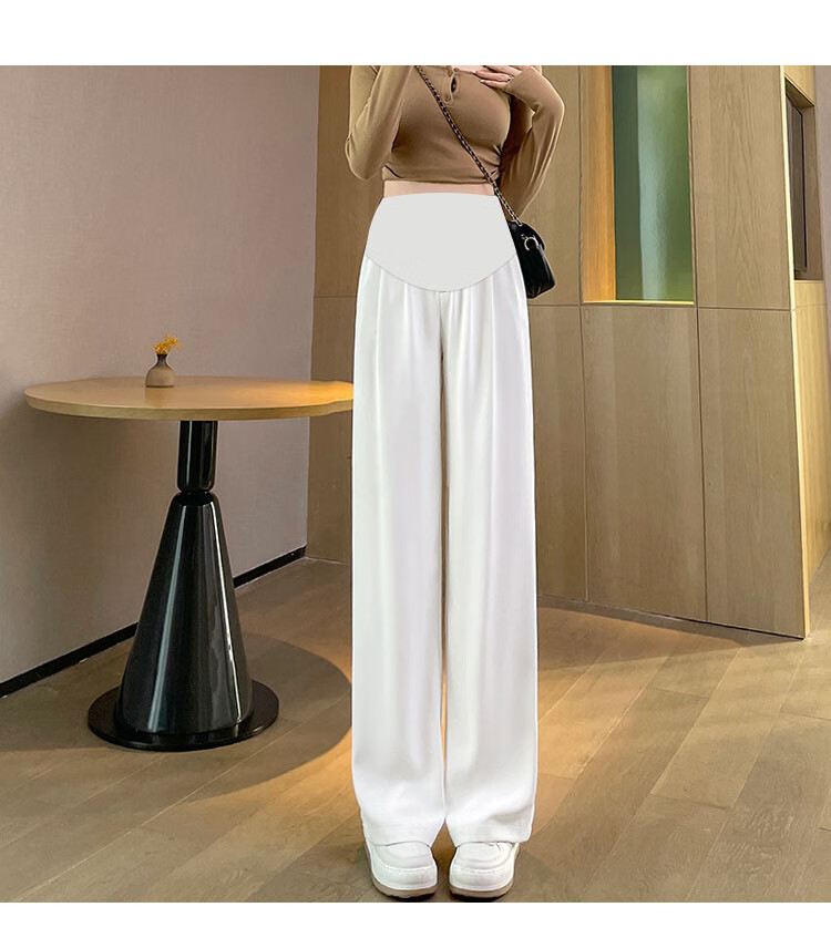 JOYNCLEON Maternity Pants Summer Thin Wide-Leg Suit Pants Comfortable Maternity Trousers Black XL JYK176497 13