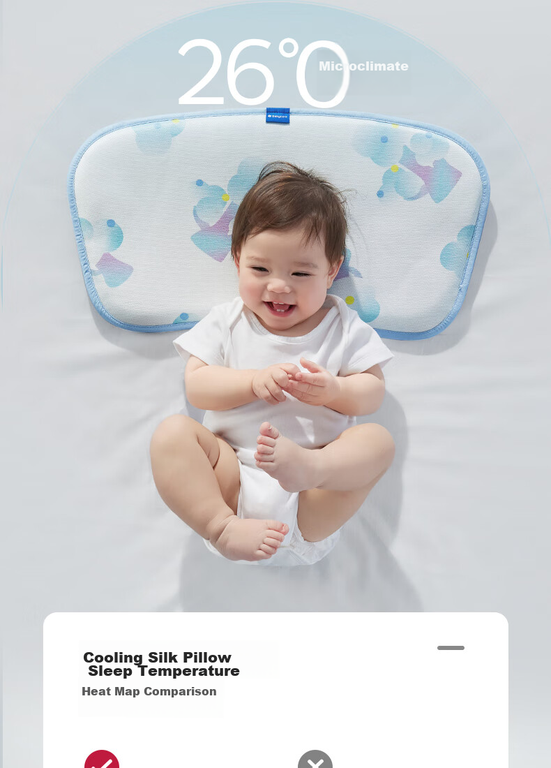 Babycare Ice Silk Pillow for Infants, Upgraded Baby Head Protection, Antibacterial, Breathable, Machine Washable, Spring And Summer - Duokaimengjing - 30*55CM 4