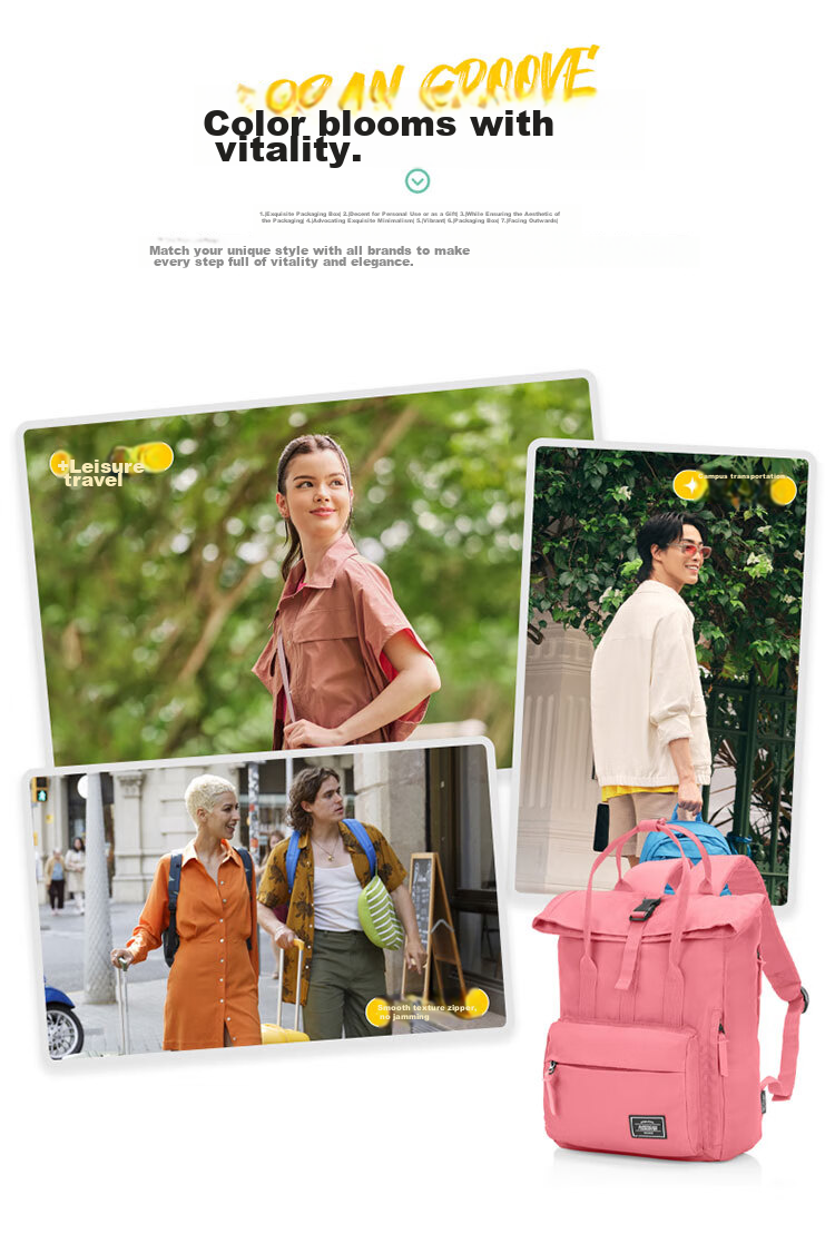 AMERICAN TOURISTER Backpack, Travel Bag, Student Schoolbag, Casual Backpack, Large Capacity Laptop Bag, Roll-Up Bag, 24G Yellow 3
