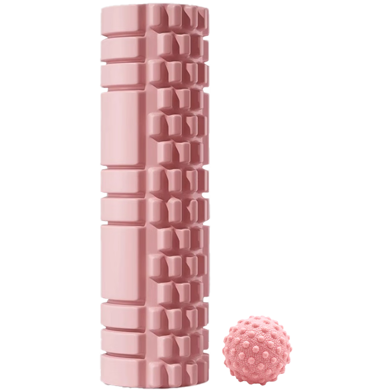 Duweike Foam Roller Yoga Column Fascia Ball Massage Stick Leg Muscle Relaxation Set, Pink, 45cm