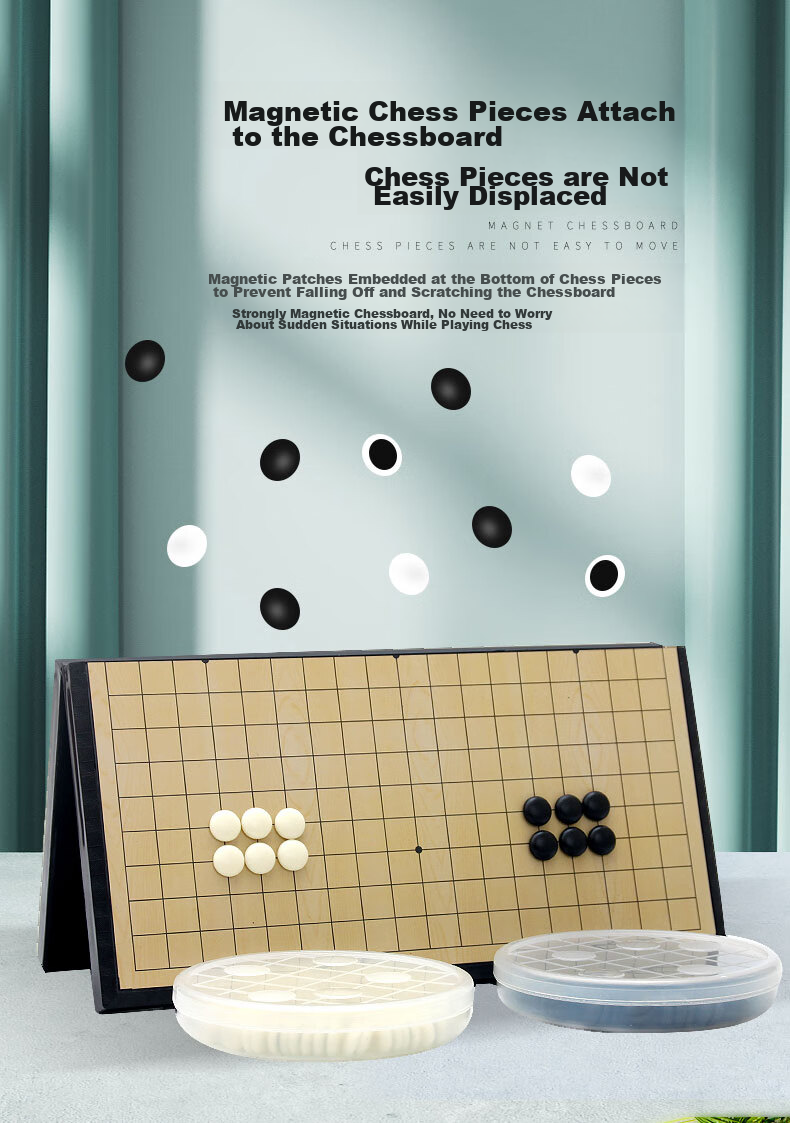 Huasheng Go And Gomoku Large Magnetic Folding Go Set with Magnetic Go Pieces And Board, Multi-In W-9 3