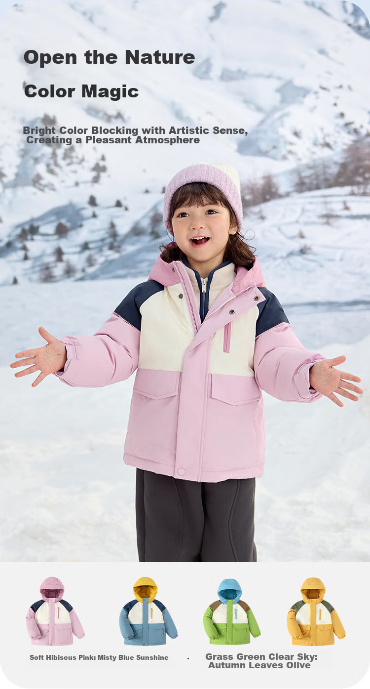 BALABALA Children's down Jacket for Girls And Boys, Winter Hooded Coat, Warm Outerwear, Outdoor Thickened 9