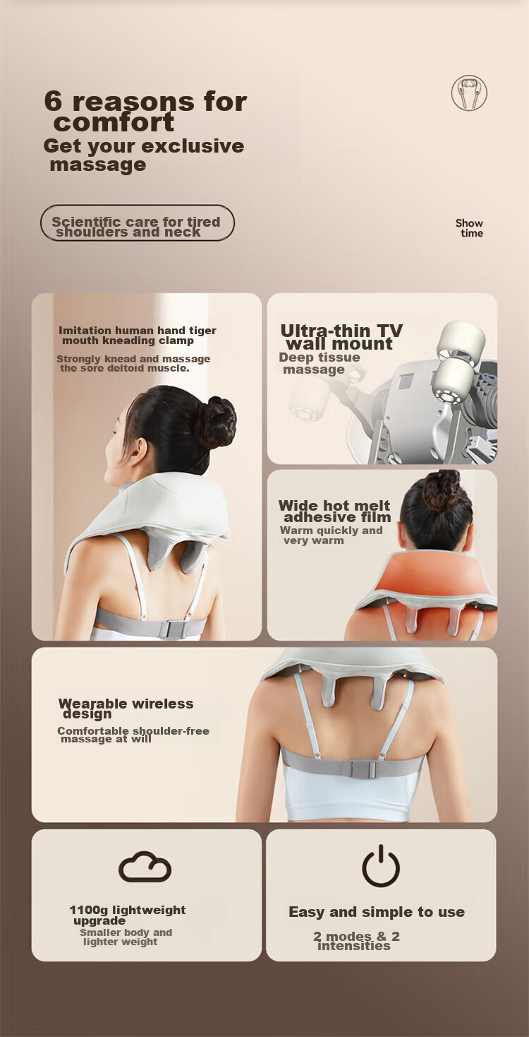 AUX Cervical Massager 05D-807 (Gray Gift Box), Massage Shoulder Wrap, Neck And Shoulder Massager, Trapezius Muscle Massager, Mid-Autumn Festival Gift 3