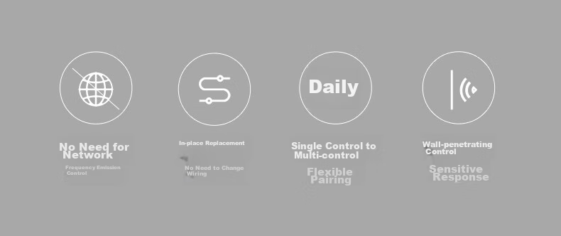 DELIXI Wireless Remote Control Switch, No Wiring Or Network Required, Light Smart Switch, Two-Way Double Control Set, Space Gray 3