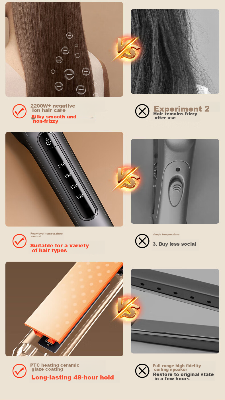 AUX Straight And Curling Iron, Dual-Use Negative Ion Hair-Friendly Anti-Scalding Flat Iron, Gift for Girlfriend's Birthday Present 2