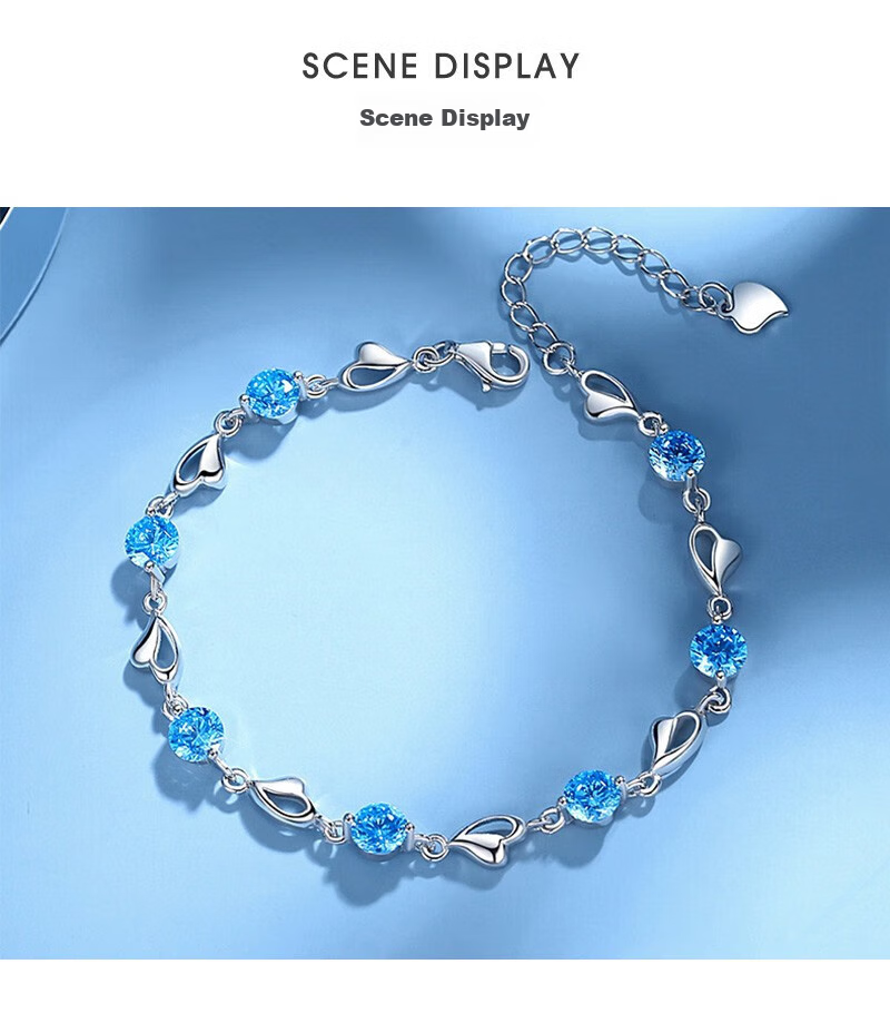 ALLOVE Ocean Heart Pure Silver Bracelet for Women, 2026 New Style Birthday Gift for Women, High-End Niche Present for Girlfriend Or Wife 5