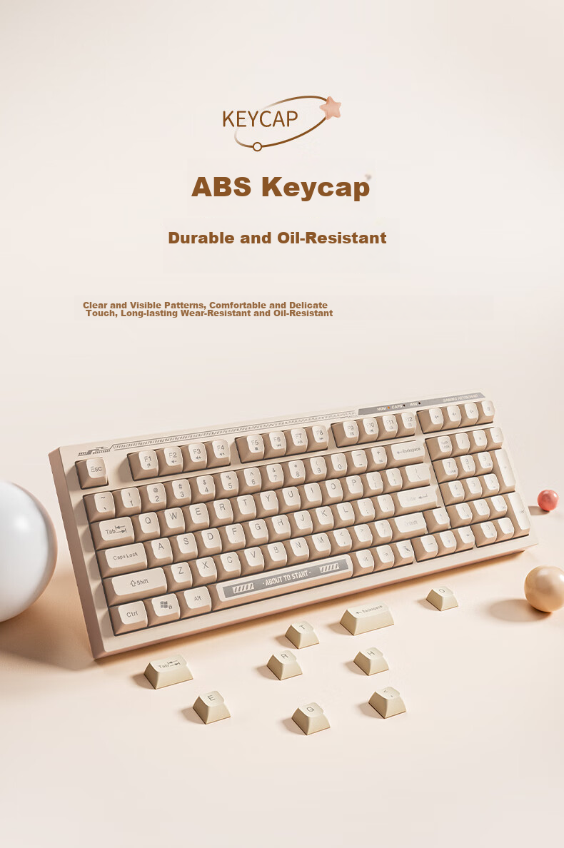 HP K300 Mechanical Keyboard, Quiet And Stylish Office Keyboard, 98 Customizable Layout, Hot-Swappable Wired Gaming Keyboard for Laptops, E-Sports LOL Milk Tea Color 9