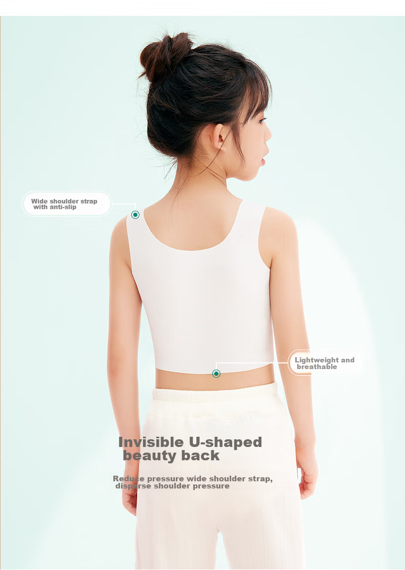 Meiya Ting Girls' Underwear, Puberty Development Stage, 9-12 Years Old Children's Bra, Anti-Nipple Show, Summer Thin Style, Student Camisole, L Size 5