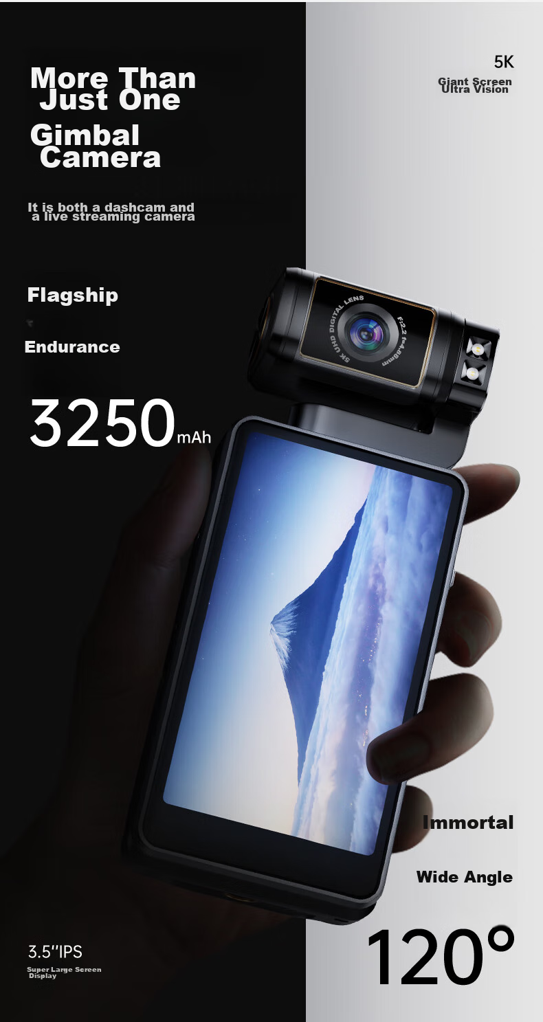 ORDRO [2026 Super Value] M3 5K Action Camera, 3.5-Inch Pocket3 Handheld Gimbal Camera, for Meetings, Vlogging, Travel, Cycling, Fishing, Portable And Personal Use 38