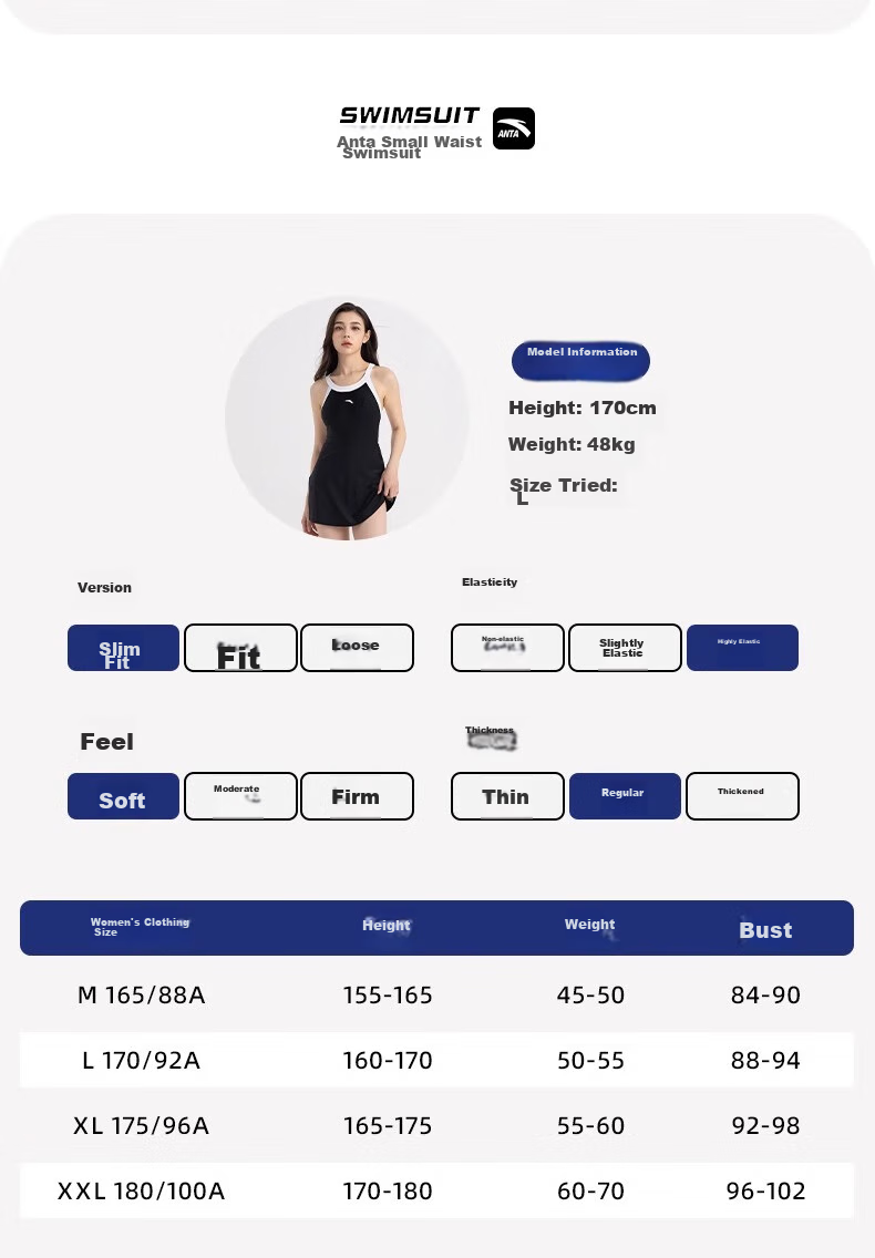ANTA Slim Waist Swimsuit for Curvy Girls, 2026 New Style Hot Spring One-Piece Dress, Conservative Plus Size Swimwear, Black 2XL 8