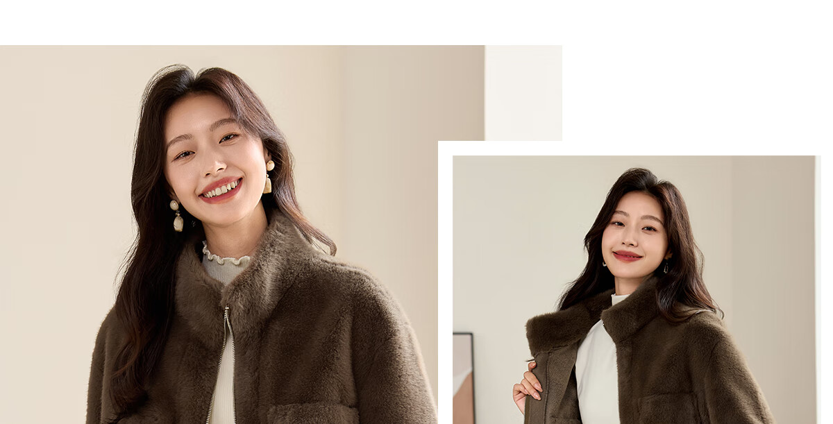 PinCai Women's Vintage Solid Color Short Fleece Jacket with Stand Collar P144U4008 18