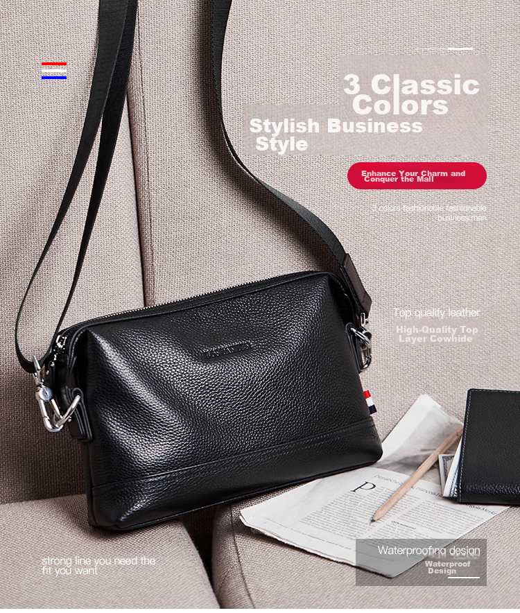 BOSTANTEN Shoulder Crossbody Bag for Men, Business Small Square Bag, Top-Grain Leather Horizontal Style Trendy Mini Backpack Messenger Bag 2
