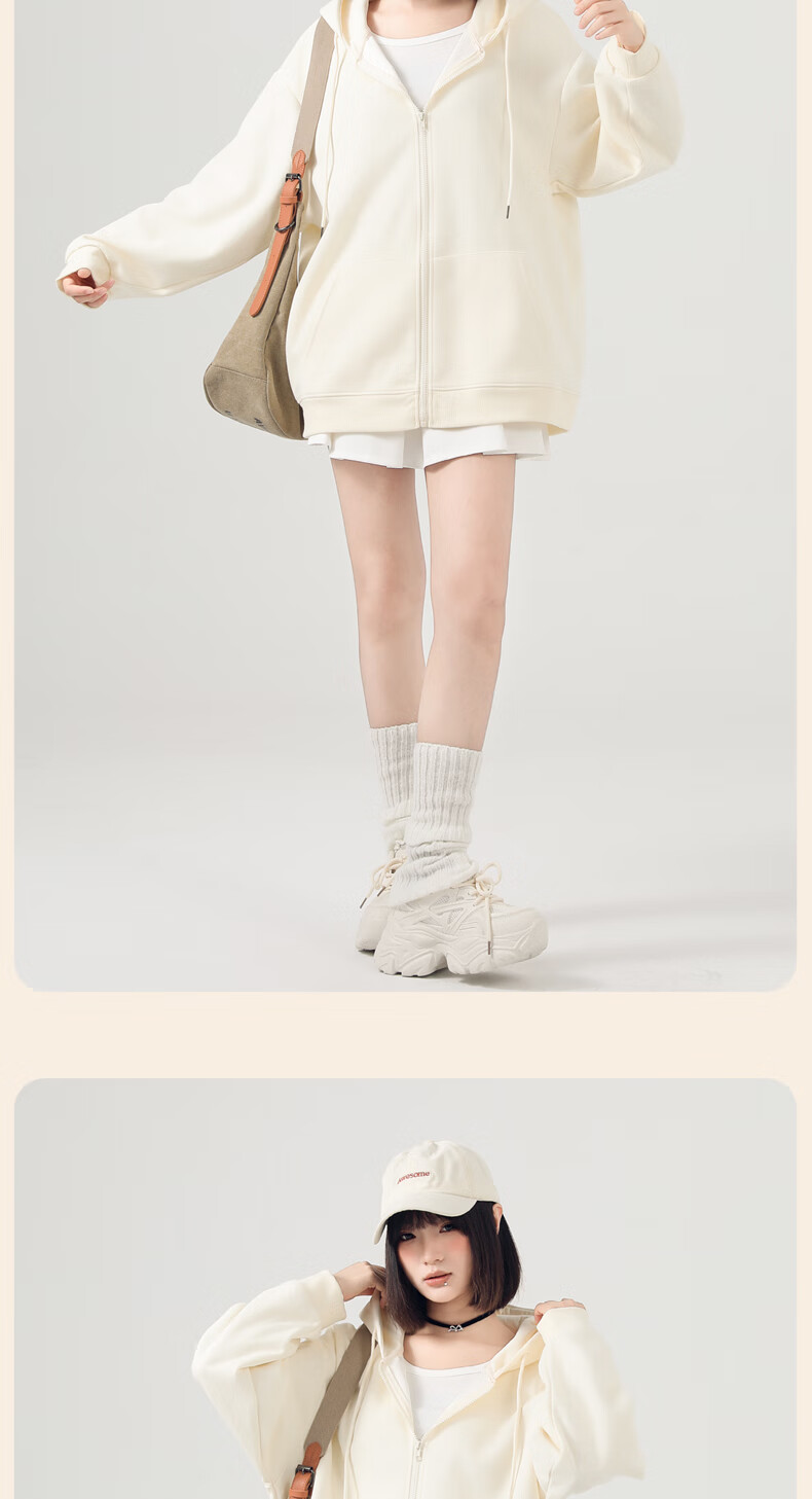 Jeanswest Hoodie for Women, Spring And Autumn New Style Jacket, Women's Cardigan, Hooded Couple's Wear, Petite Casual Loose Fit for Men And Wome 9
