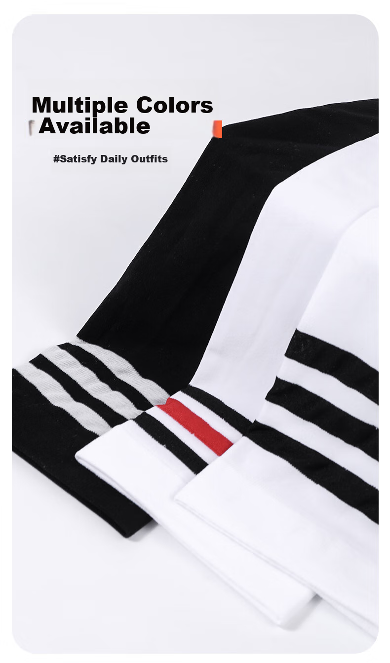 Barbie Girls' Mid-Calf Socks, Summer Thin Over-Knee Children's Long Socks, White High Socks, School Uniform Style, Black + Red, Size L 7