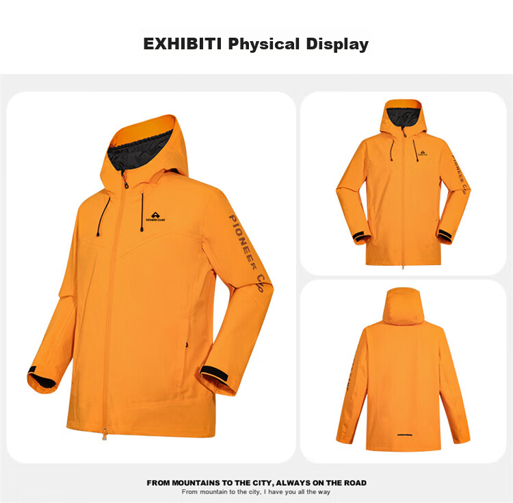 Pioneer Camp Hardshell Jacket for Men, Outdoor Travel Hiking Mountaineering Clothing, Windproof Waterproof Breathable Autumn Winter Hooded Jacket Outerwear 22