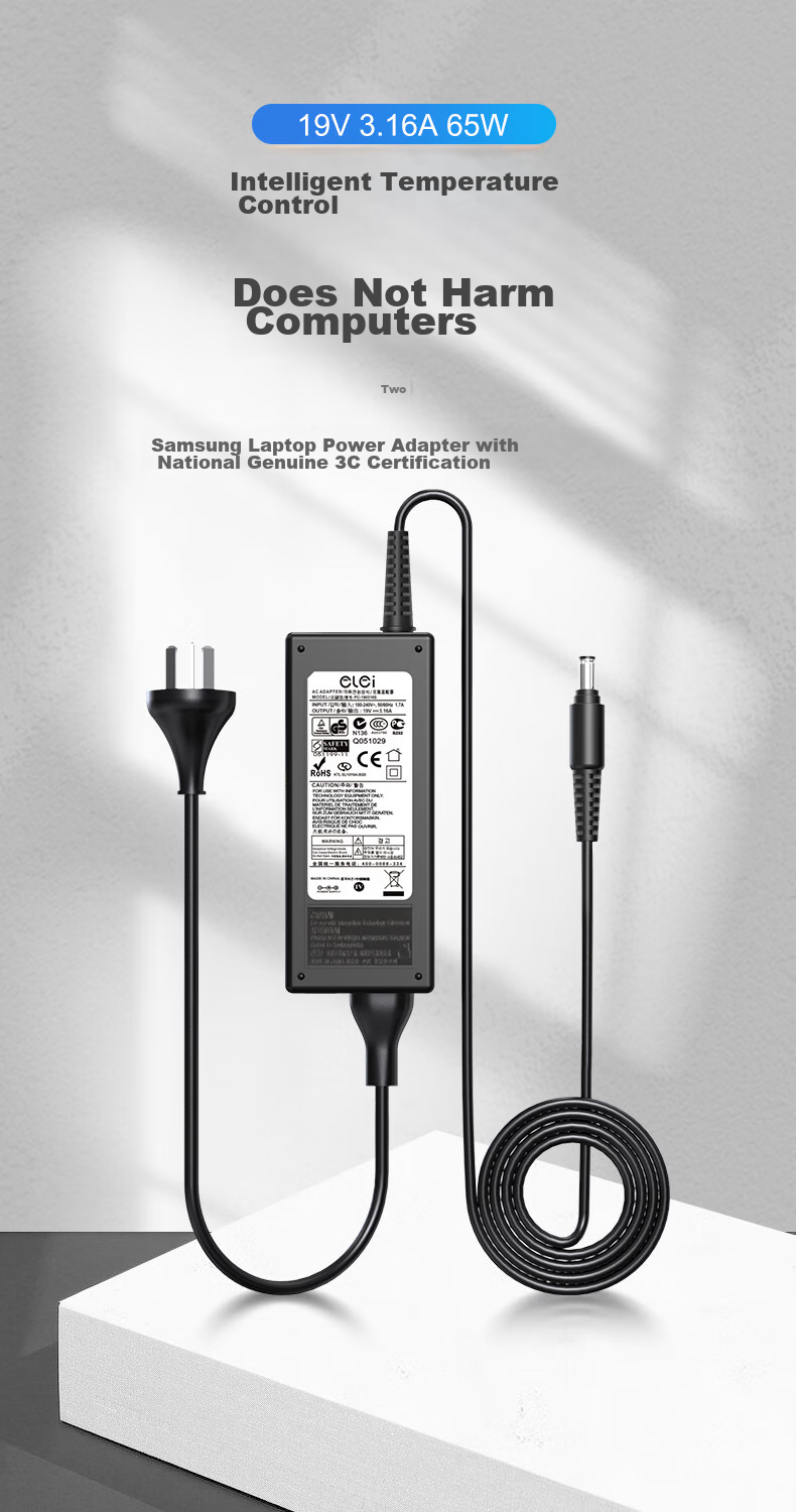 Elei Suitable for Samsung Laptop Charger Power Cord, 19V3.16A, R467 R428 Power Adapter 1