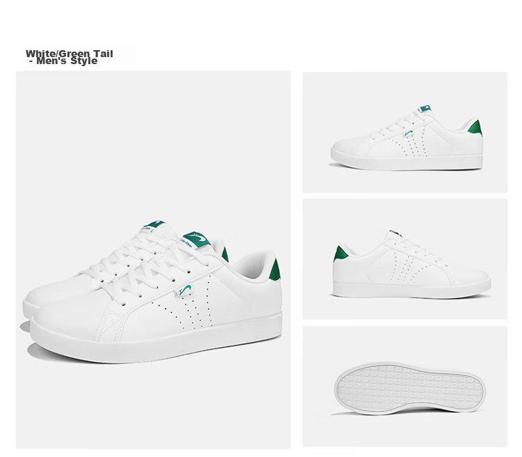 Guirenniao Men's Shoes Spring And Summer Casual Sneakers Trendy Skateboard White Shoes Sports Shoes White/green Tail 42 26