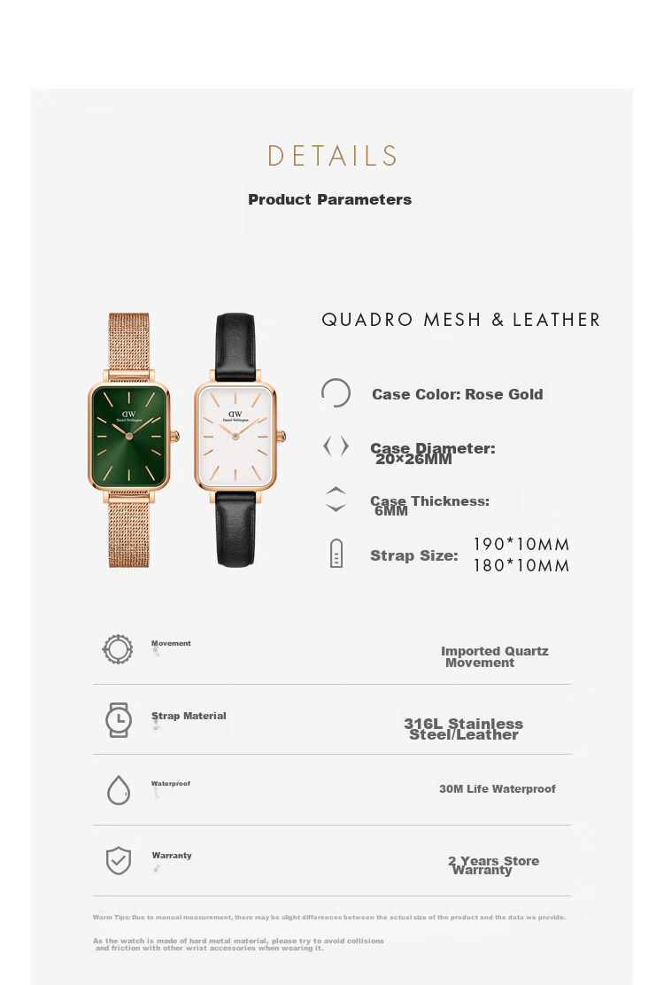 DanielWellington DW Ladies Wristwatch, Vintage Small Green Watch, Watch Strap Set, Quartz Niche Luxury, Birthday Gift for Girlfriend 8