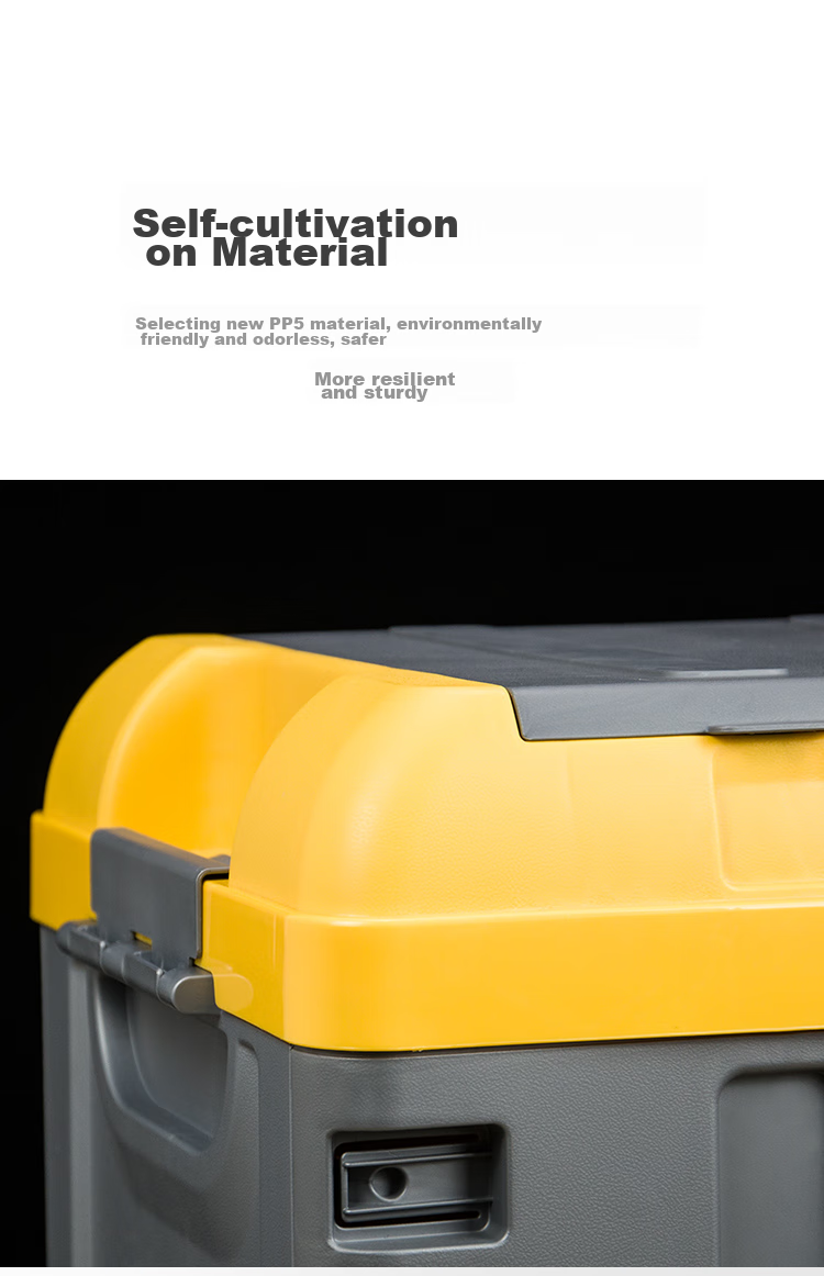 YUECAR Trunk Storage Box, Car Organizer Container, Foldable Car Storage Box with Double Lids, 40L Gray And Yellow 5