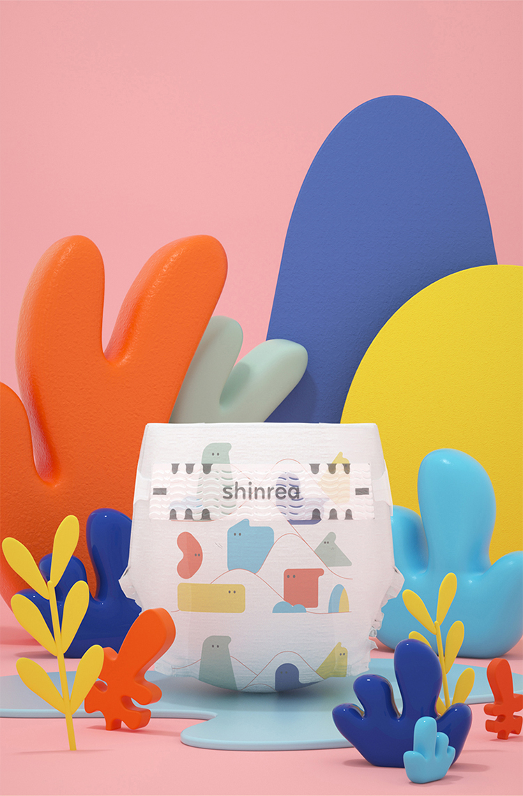 Shinrea Ultra-Thin Dry Diapers M 128 Pieces, Soft Breathable Baby Diapers 5