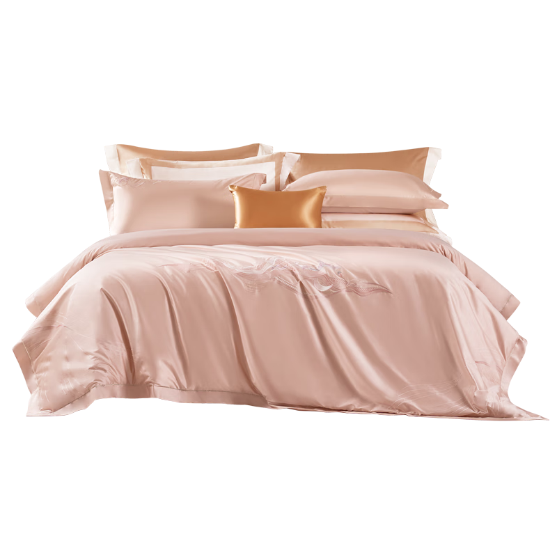FUANNA Pure Cotton Bedding Set, 120s Long-Staple Cotton Sateen Grade A Single/double Full Cotton Set, 230*229cm, Pink