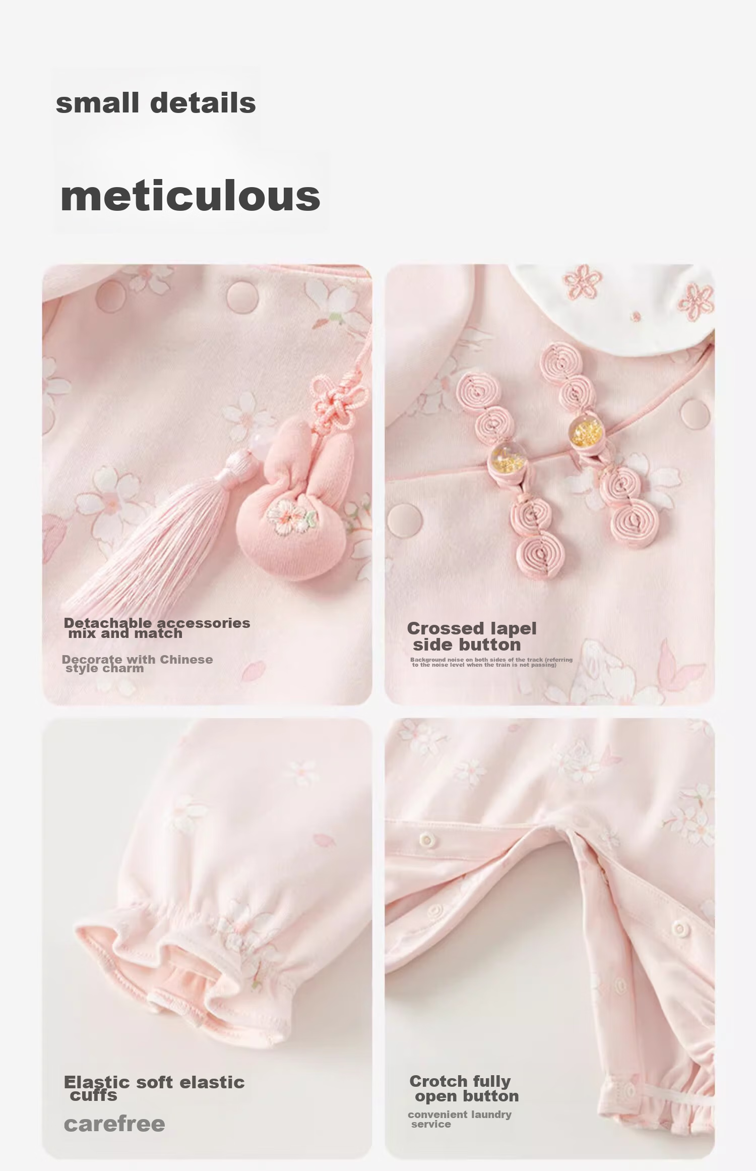DAVE & BELLA Newborn Cotton Romper Spring And Autumn Wear for Baby Girls, Antibacterial Anti-Mite Onesie, Chinese Style Hanfu 15